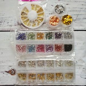 Nail art supplies decorations crystals foil rivets
